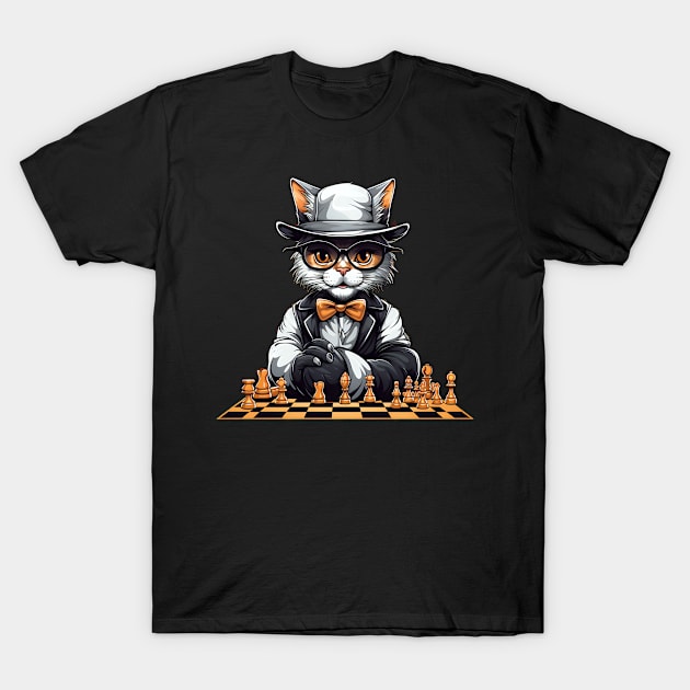 Chess Shirt | Cat Playing Chess T-Shirt by Gawkclothing